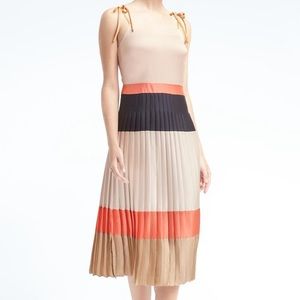Banana Republic Pleated Color Block Midi Dress